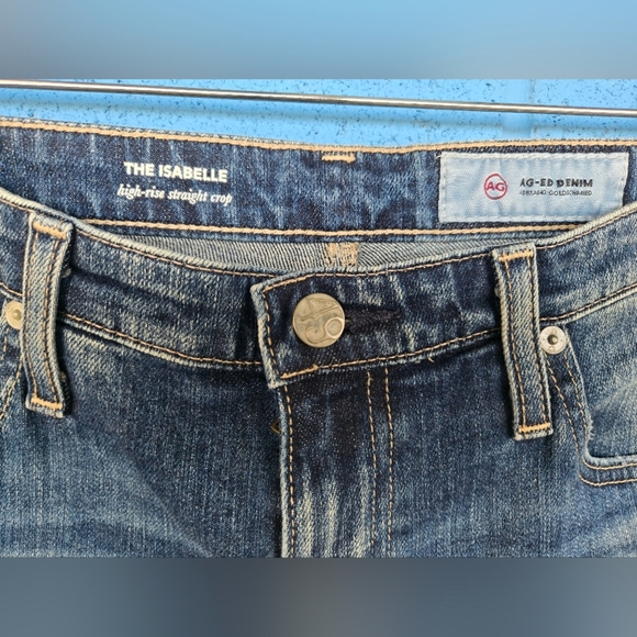 NWOT AG straight leg high rise crop. "The Isabelle". Distressed denim SZ 30 - Picture 3 of 12